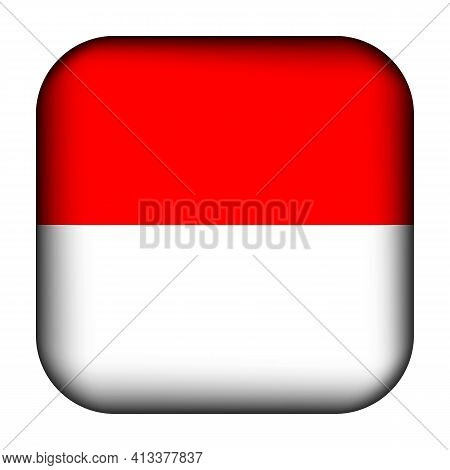 Glass Light Ball With Flag Of Indonesia. Squared Template Icon. Indonesian National Symbol. Glossy R