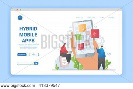 Concept For Hybrid Mobile Apps Using Css And Html With Smartphone Screen With App Icons Flanked By W
