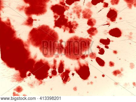 Red Dyeing Pattern. Abstract Spiral Kaleidoscope. Color Fabric. Watercolor Multi Texture. Tye Dye Ci