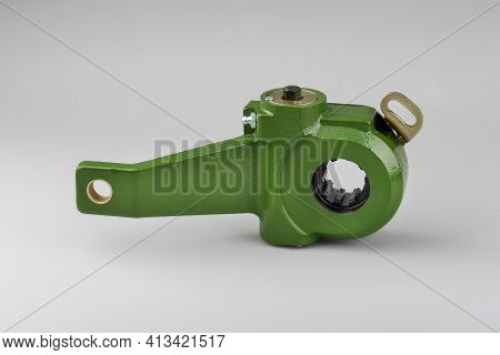 Slack Adjuster.brake Slack Adjuster On The Gray Background. Truck Parts. Car Parts. Parts On The Gra