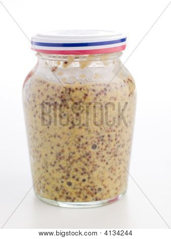 Frasco de mostarda de Dijon grão