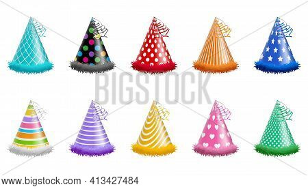 Set Of Isolated Birthday And Party Hats