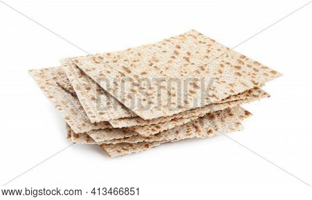 Passover Matzos Isolated On White. Pesach Celebration