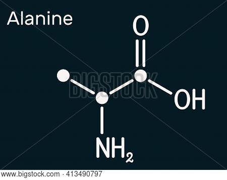 Alanine, L-alanine, Ala, A Molecule. It Is Non-essential Amino Acid. Structural Chemical Formula. Sk
