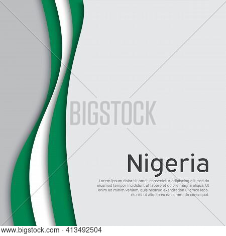 Abstract Waving Nigeria Flag. Creative Background In Nigeria Flag Colors For Holiday Card Design. Na