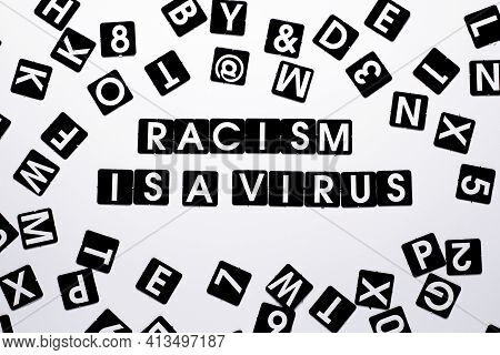 Anti-racist Concept-cards With Letters Laid Out On Paper. Banner Poster Background For Protester. Ra