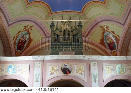 KOMOR ZACRETSKI - AUGUST 06: Organ in the Chapel of Saint Vitus in Komor Zacretski, Croatia