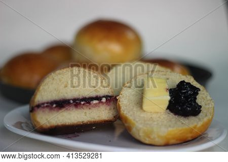 Fluffier And Softer Brioche Buns, A French Yeast Bread Enriched With Milk, Butter And Eggs. Sliced I