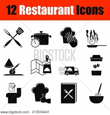 Restaurant Icon Set. Cute And Smooth Glyph Design. Fully Editable Vector Illustration. Text Expanded