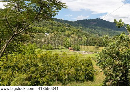 Montain, Forest And Farms , Santa Tereza, Rio Grande Do Sul, Brazil