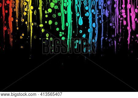 Colorful Abstract Acrylic Dripping Painting. Free Flowing Cells. Pouring.