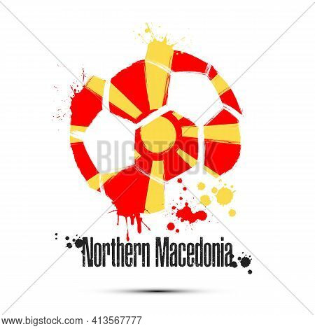 Soccer Ball With Northern Macedonia National Flag Colors