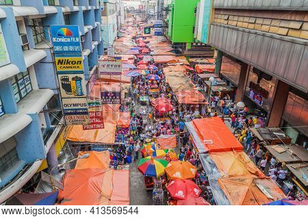 Manila, Philippines - January 27, 2018: Aerial View Of Quiapo Market In Mani