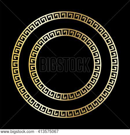 Retro Greek Ornament. Design Element. Vector Illustration Design. Black Background. Stock Image.