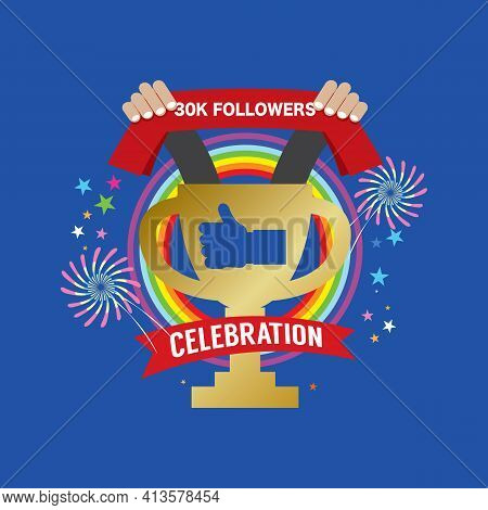 30k Likes Celebration Sign Symbol Vector Illustration. Eps 10