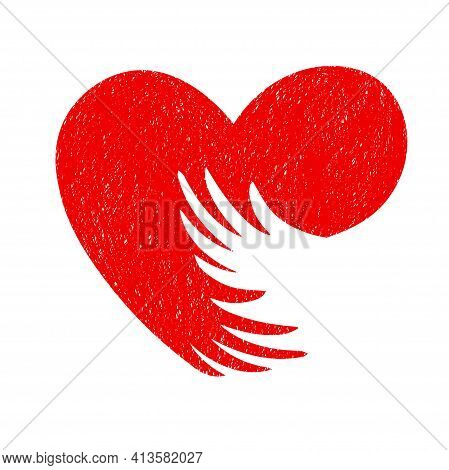Heart With Hands. Filled Flat Sign For Mobile Concept And Web Design.