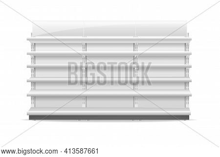 Shelving Rack For Store Trading Empty Template For Design Stock Vector Illustration Isolated On Whit