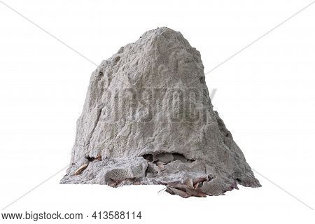 Termite Mound Or Anthill Isolated On White Background Included Clipping Path.