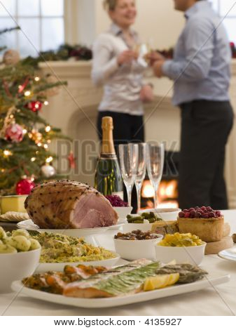 Juledag Buffet frokost juletræ og pejs