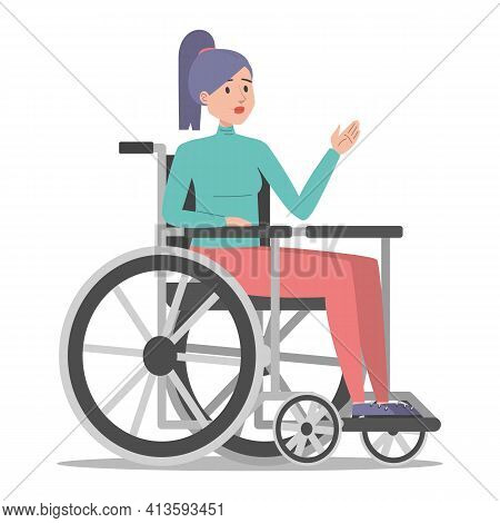 Disabled woman in the wheelchair vector isolated. Handicapped person, young girl. Problem with health. Female person with disability.