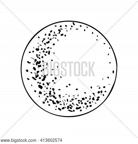 Pearl Or Ball Isolated On White Background. Black Outline With Dots Texture, Hand Drawn Doodle Sketc