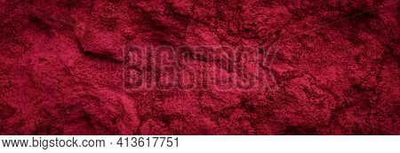 Red Limestone Wall With Visible Details. Background