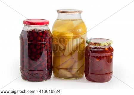 Canned Pears Slices And Whole Cherries Without Stones In Syrup, Apricot Jam With Whole Apricot Kerne