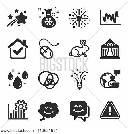 Set Of Business Icons, Such As Stock Analysis, Computer Mouse, Speech Bubble Symbols. Vector