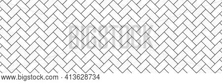 Subway Tile Background. White Seamless Patter For Kitchen Backsplash, Bathroom Wall, Shower. Vector 