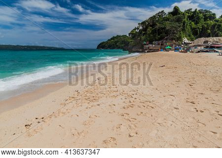 View Of Puka Shell Beach At Boracay Island, Philippin