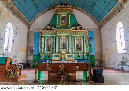 Siquijor, Philippines - February 9, 2018: Interior Of Lazi Church On Siquijor Island, Philippine