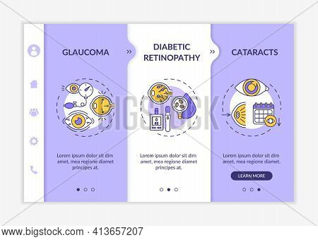 Adults Eyes Diseases Onboarding Vector Template. Glaucoma Treatment Process. Special Medicl Help. Re