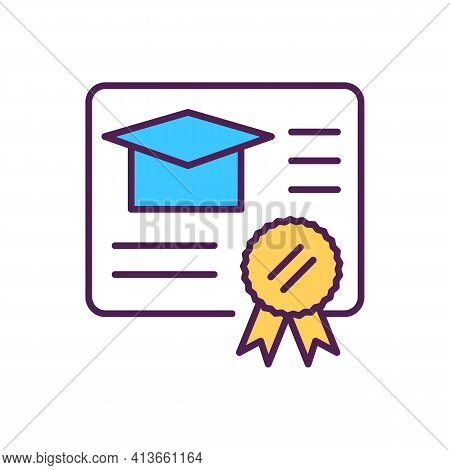 Academic Degree Rgb Color Icon. University Student Diploma. Official Document Of Professional Expert