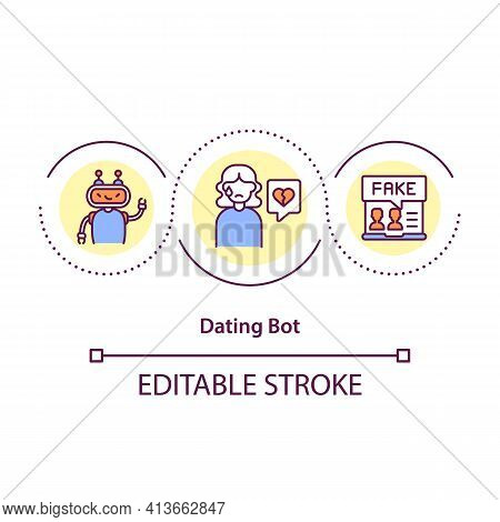 Dating Bot Concept Icon. Sript Created For Finding Best Partner Matches On Websites. Love Searching 