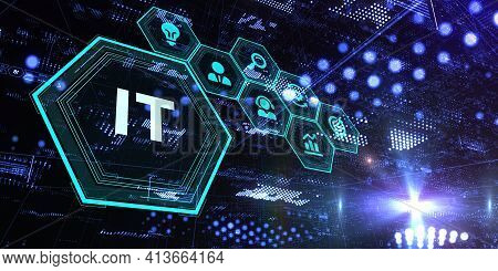 It Consultant Presenting Tag Cloud About Information Technology 3d Illustration