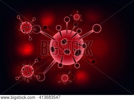 Graphics Design Corona Vius Covid 19 Virus On The Dark Background Vector Illustration