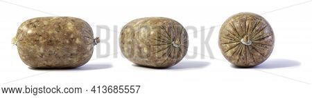 Homemade Brawn Headcheese Meat Product Saltison Isolated On Wthite Background Front View