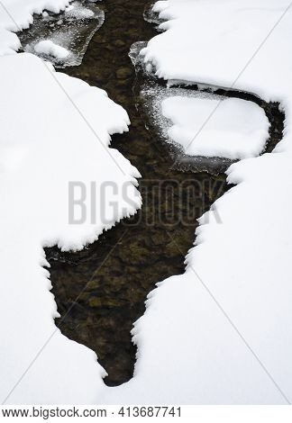 Snow And Ice Cover A Most Of Hammel Creek Just Before It Enters The Dupage River, Hammel Woods Fores