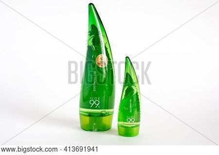 Russia, Rostov-on-don, 05.07.2018 Korean Cosmetics, Holika Holika Aloe Gel, Isolated On White Backgr