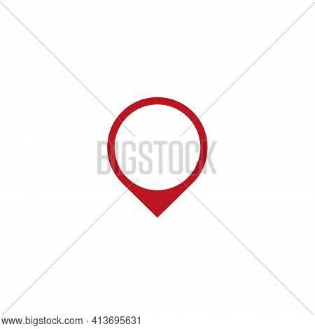 Vector Illustration Of Flat Red Color Map Pointer For Icon Or Symbol. Direction Location