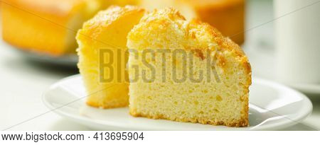 Portion Of Madeira Ring Loaf Cake Served On A Small Plate