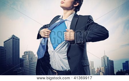 Young superhero businessman