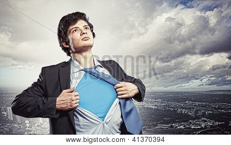 Young superhero businessman