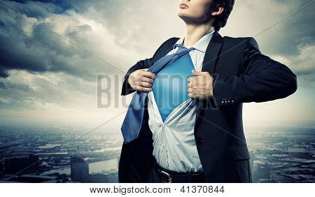 Young superhero businessman