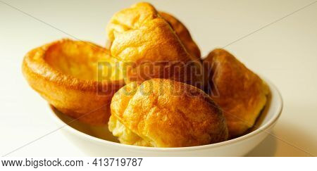 Traditional English Yorkshire Pudding, Wonderfully Crisp And Golden Baked For A Traditional Recipe,