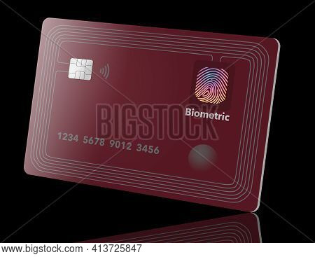 Here Is A Smart Credit Card With Chip Processor, Rows Of Antenna Circuits Around The Edges And A Bio