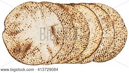Matzah Shmurah. Jewish Traditional Passover Bread. Pesach Celebration Symbol. Close-up