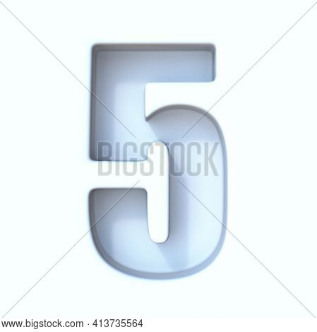 White Hole Shadow Font Number 5 Five 3d Render Illustration Isolated On White Background