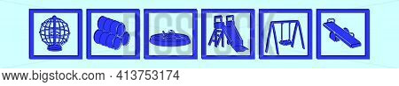 Set Of Jungle Gym Cartoon Icon Design Template With Various Models. Modern Vector Illustration Isola