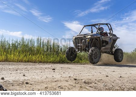 Atv Adventure. Buggy Extreme Ride On Dirt Track. Utv